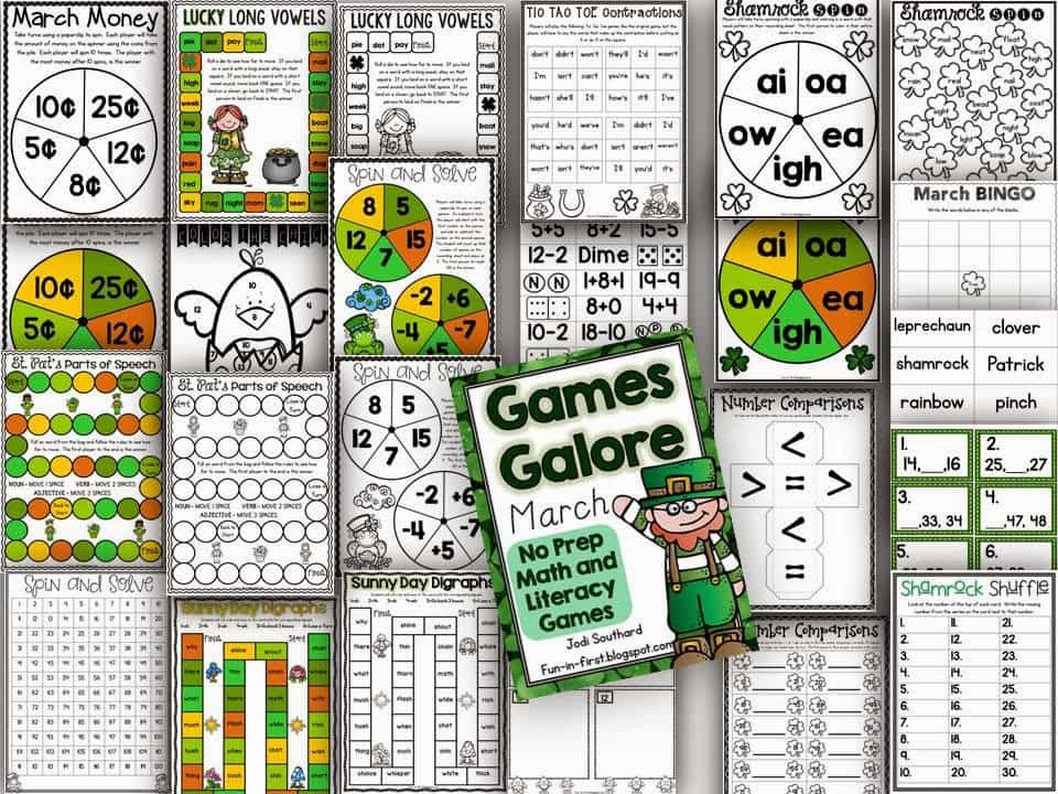 http://www.teacherspayteachers.com/Product/Games-Galore-No-Prep-Math-Literacy-Games-for-March-1136031