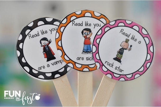 These Fluency Voice Sticks from Jodi Southard @ Fun in First help to make reading exciting.