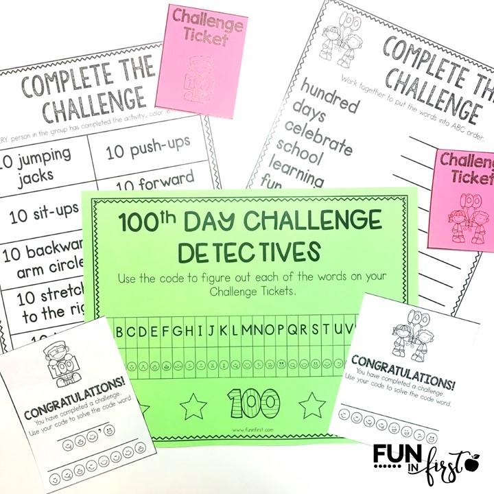 The 100th Day of School Challenge is a fun and engaging way for your students to practice their academic skills while collaborating and earning challenge tickets.