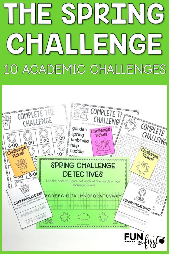 Do you need a fun, engaging, and academic activity for your class to complete anytime this spring? The Spring Challenge is your answer. Your class will compete in small groups to complete 10 academic challenges. After each challenge, the class will open a Challenge Ticket envelope and solve the code word. The first team to solve all 10 code words is the winning team.