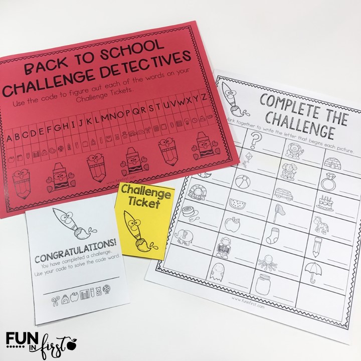 Do you need a fun, engaging, and academic activity for your class to complete anytime during the Back to School season? The Back to School Challenge is your answer. Your class will compete in small groups to complete 10 academic challenges. After each challenge, the class will open a Challenge Ticket envelope and solve the code word. The first team to solve all 10 code words is the winning team.