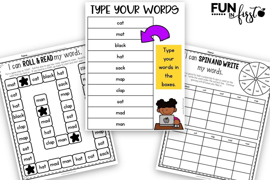Word Work is such an important skill to practice in the primary classroom. These Word Work Activities allow you to use ANY words that you would like for your students to practice. Your students can practice spelling words, sight words, or word families. The possibilities are endless. Simply type in your list of words and 12 Word Work Activites are automatically generated for you to use in whole group, small groups, independent word work centers, or homework.