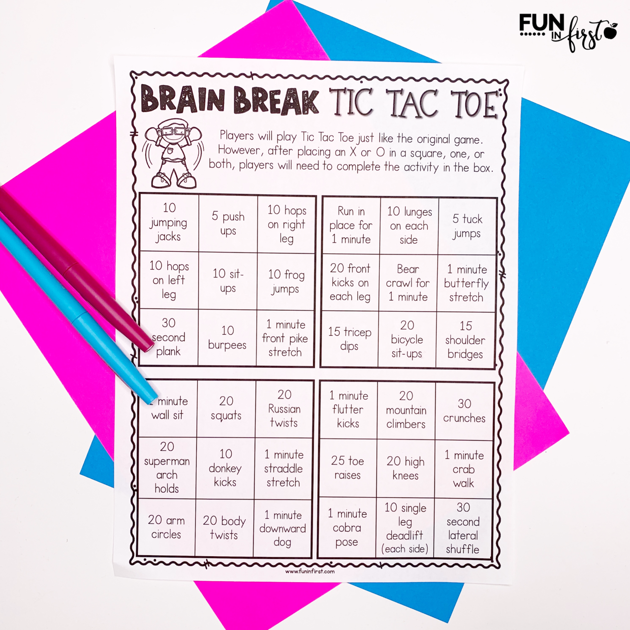 Brain Break Tic-Tac-Toe